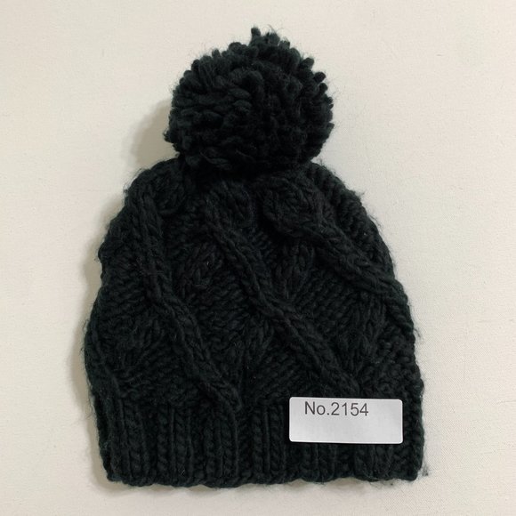 ALDO Black Chunky Knit Pompom Beanie Cable Knit One Size - Picture 8 of 8